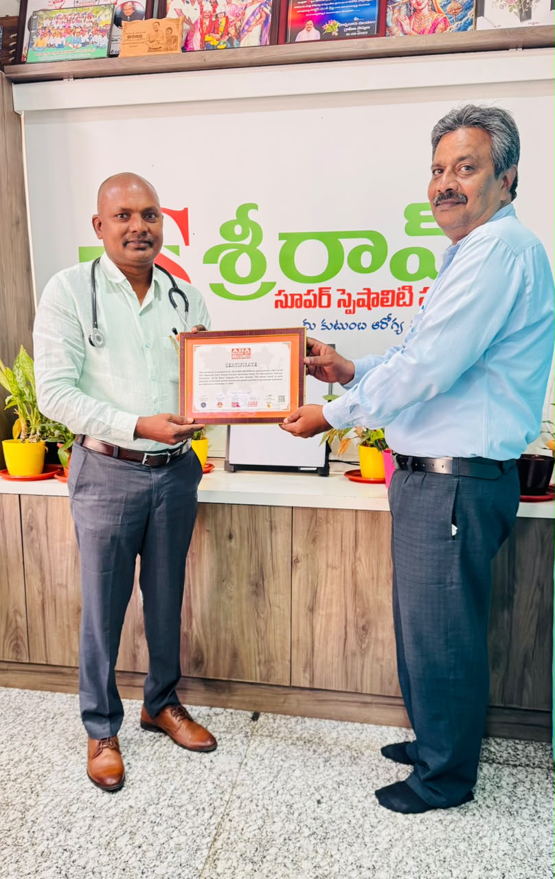 Dr. Chapala Vamsi Krishna Honoured by Asia Book of Records for BMD Screening Camps